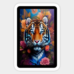 Dreamy Stunning Animals - Exotic Floral Tiger Art Sticker